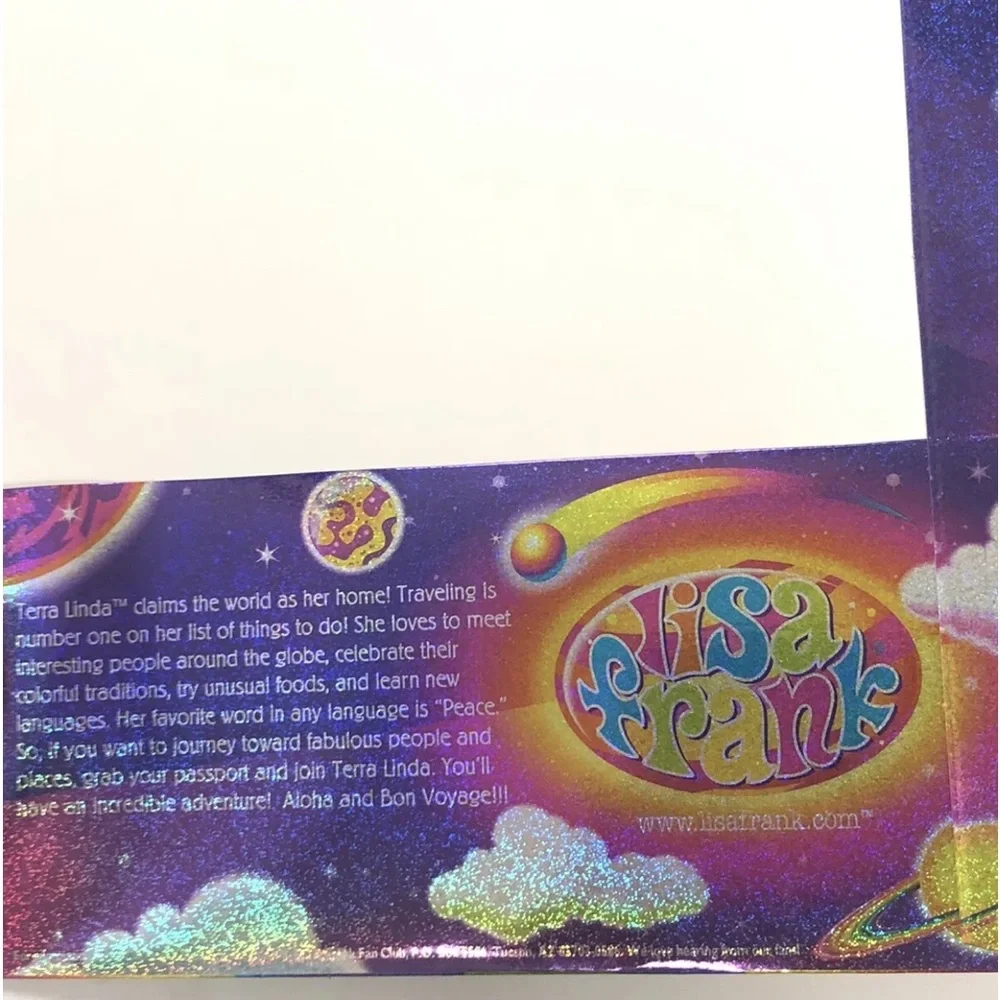 Lisa Frank Pocket Folder Glitter Terra Linda Planets Outer Space NEW & UNPUNCHED